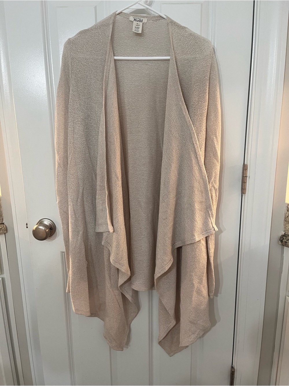 Mudd Beige Open Front Draped Cardigan
